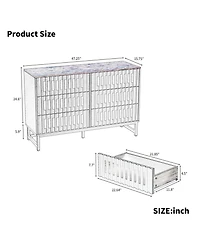 Casainc Storage Cabinet with Slatted Grille Striped Drawer
