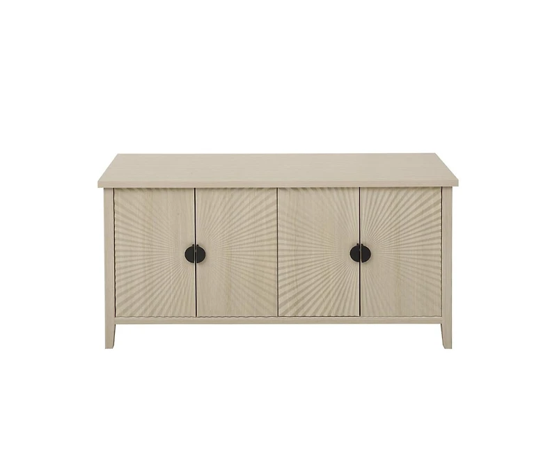Casainc Carved Storage Cabinet With 4 Door Sideboard Coffee Bar Cabinet With Adjustable Shelf
