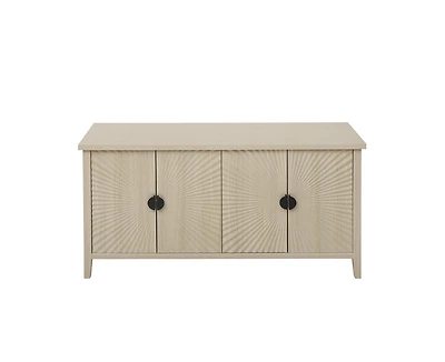 Casainc Carved Storage Cabinet With 4 Door Sideboard Coffee Bar Cabinet With Adjustable Shelf