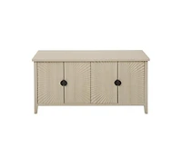 Casainc Carved Storage Cabinet With 4 Door Sideboard Coffee Bar Cabinet With Adjustable Shelf