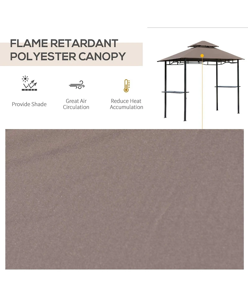 Outsunny 8' x 5' Grill Gazebo with Double Roof Bbq Gazebo,