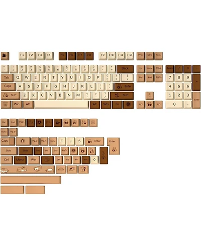 Yunzii Coffee Cat Dye Sub Pbt Keycaps,152 Full Keys Dye Sublimation Custom Keycap with Key Puller for Cherry Gateron Mx Switches Mechanical Gaming Key
