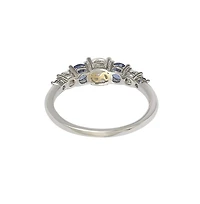 Suzy Levian Sterling Silver Sapphire & Created White 7 Stone Multi Level Band Ring