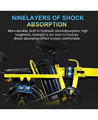 Foldable Electric Bicycle, 500W Peak Motor 45 Miles 80KM Max Range, Upgraded E-bike with Front Basket, Phone Holder and Digital Display-Yellow