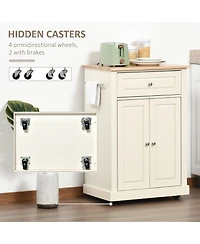 Halifax North America Cream Kitchen Helper: Portable Island Cart with Drawer and Shelf