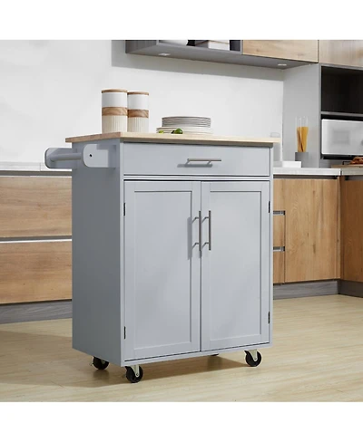 Halifax North America Gray Mobile Kitchen: Rolling Cart Island with Drawer and Towel Rack