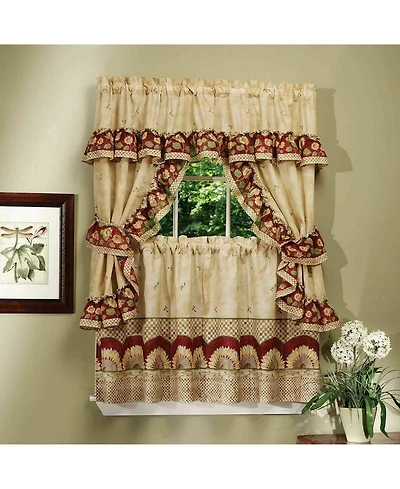 GoodGram Sunflower Complete 5 Piece Cottage Kitchen Curtain Set