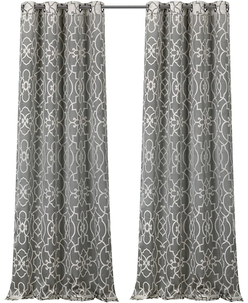 Kate Aurora Living 2 Pack Reversible Geometric Room Darkening Grommet Curtains - 38 in. W x 84 L, Lavender/Purple