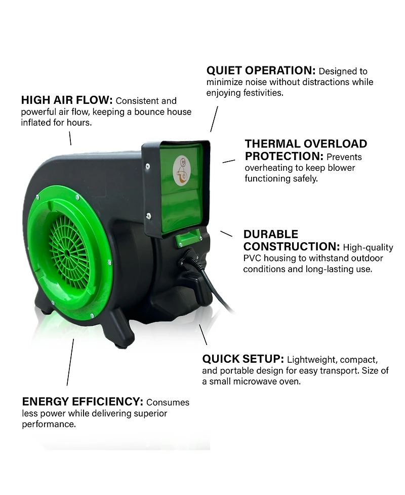 JumpOrange 1 Hp Green Inflatable Blower