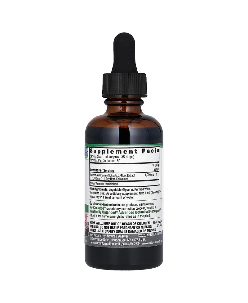 Nature's Answer Valerian Root Fluid Extract Alcohol-Free 1 000 mg - 2 fl oz (60 ml)