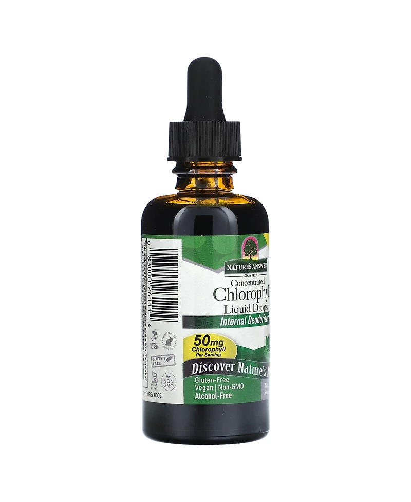 Nature's Answer Alcohol-Free Chlorophyll 50mg 2oz Liquid | Internal Deodorant | Skin and Hair