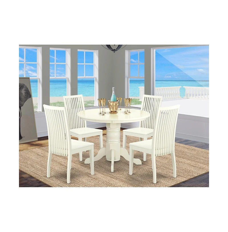 East West Furniture Dining Room Set Linen White