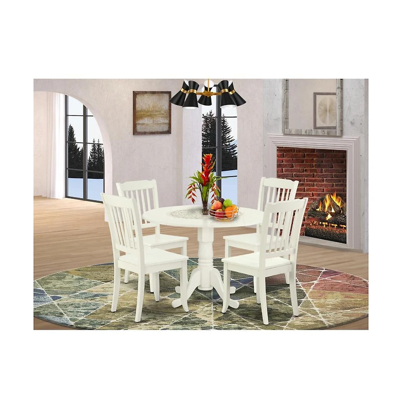 East West Furniture Dining Room Set Linen White