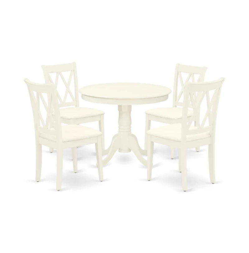 East West Furniture Dining Room Set Linen White