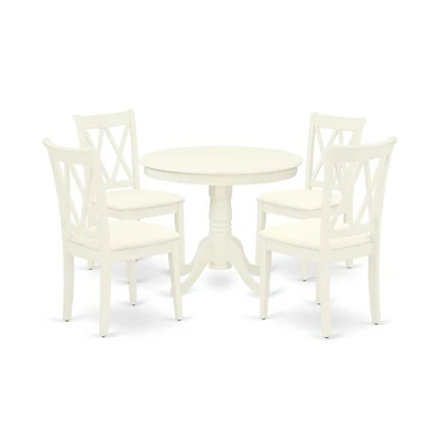 East West Furniture Dining Room Set Linen White