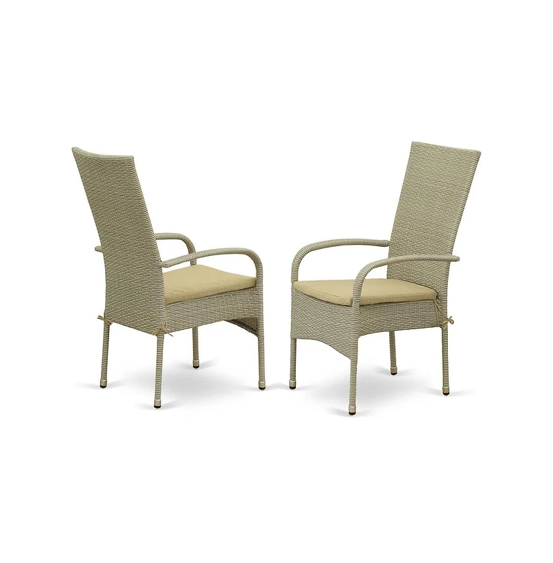 East West Furniture Wicker Patio Set Natural Linen