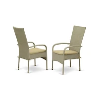 East West Furniture Wicker Patio Set Natural Linen