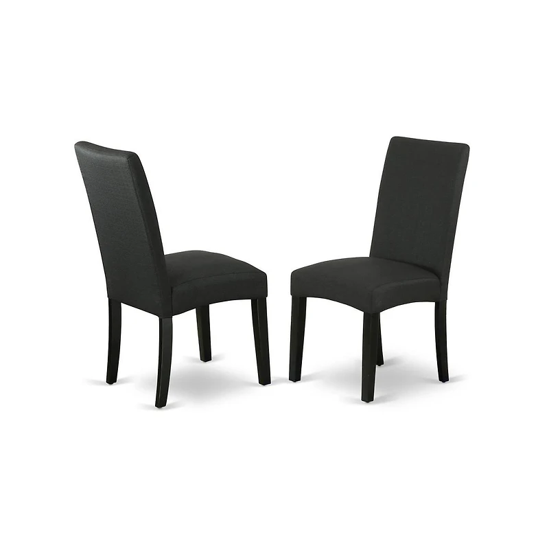 East West Furniture 6-Pc Modern Dining Set- 4 Mid Century Dining Chairs with Black Linen Fabric Seat and Stylish Chair Back