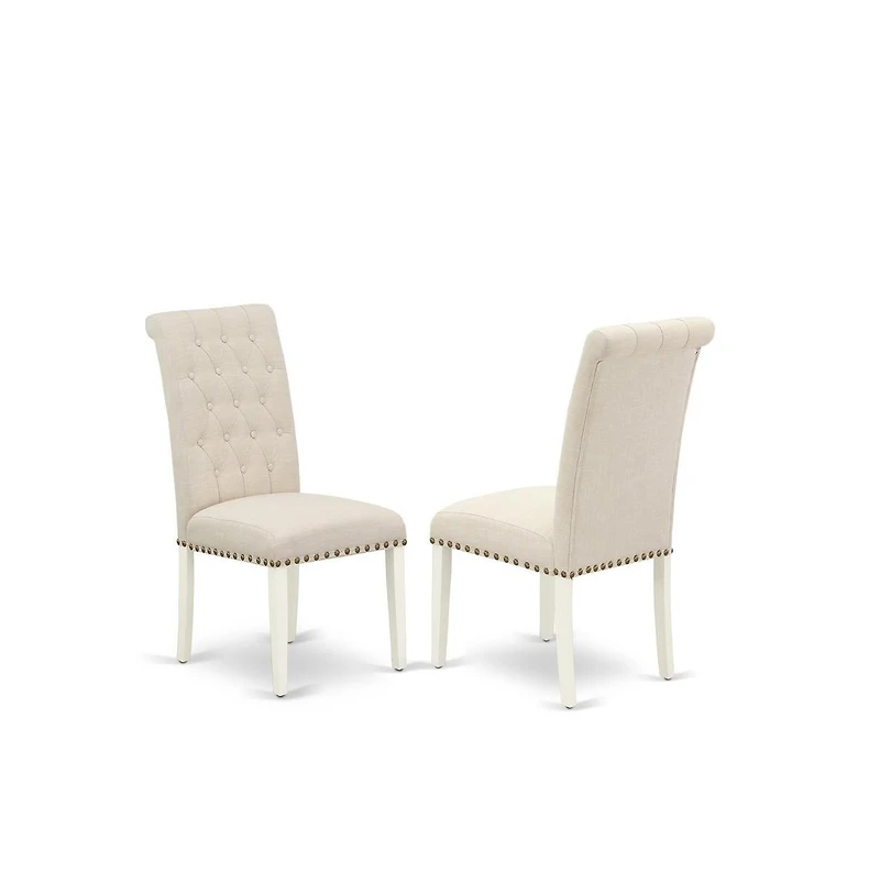 East West Furniture 5-Pc Dining Table Set Included 4 Parson Dining chairs Upholstered Seat and High Button Tufted Chair Back and Rectangular Wood Dini