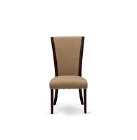 East West Furniture dinette set of two great indoor dining chairs with Linen Fabric Light Sable color and a lovely mid-century dining table with Linen