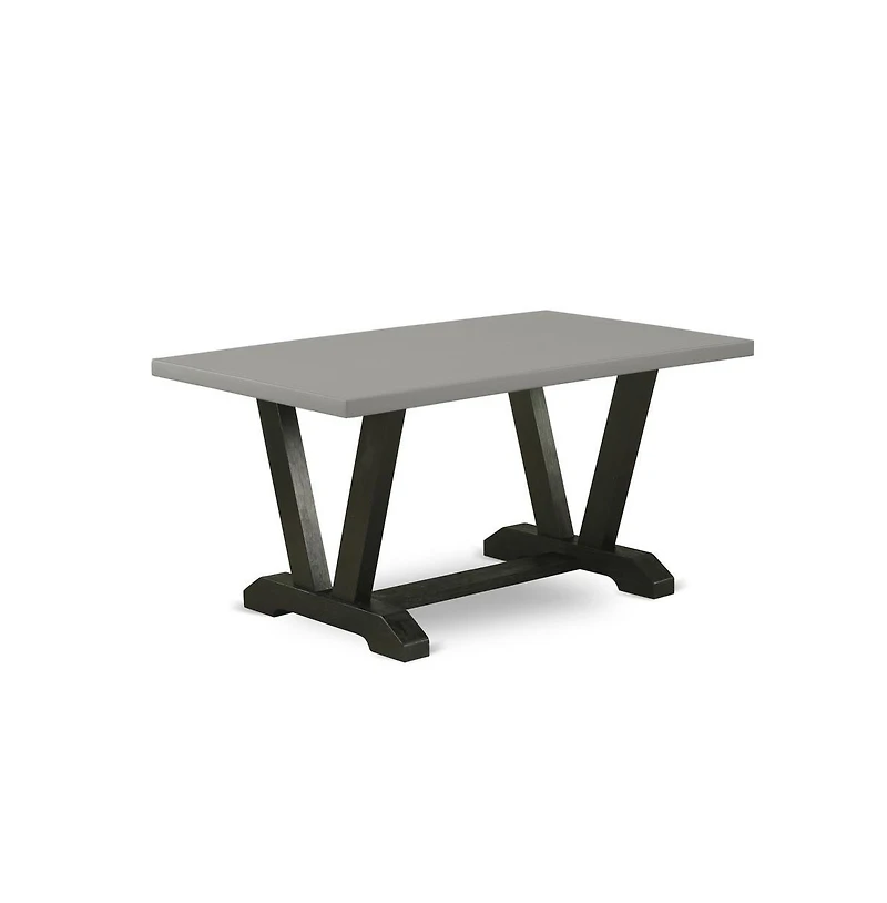 East West Furniture 3 Piece Kitchen Set - 1 Cement Dining Table and 2 Kitchen Table Bench - Reliable and Sturdy Construction