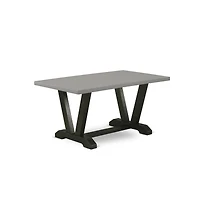 East West Furniture 3 Piece Kitchen Set - 1 Cement Dining Table and 2 Kitchen Table Bench - Reliable and Sturdy Construction