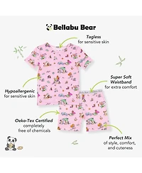 Bellabu Bear Kids Unisex Mermaid Lagoon 2-Piece Short Sleeve & Shorts Pajama Set