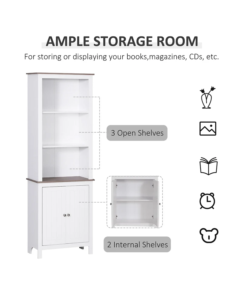 69” Wooden Tall Free Sding Sd Alone Bathroom Linen Tower Storage Cabinet