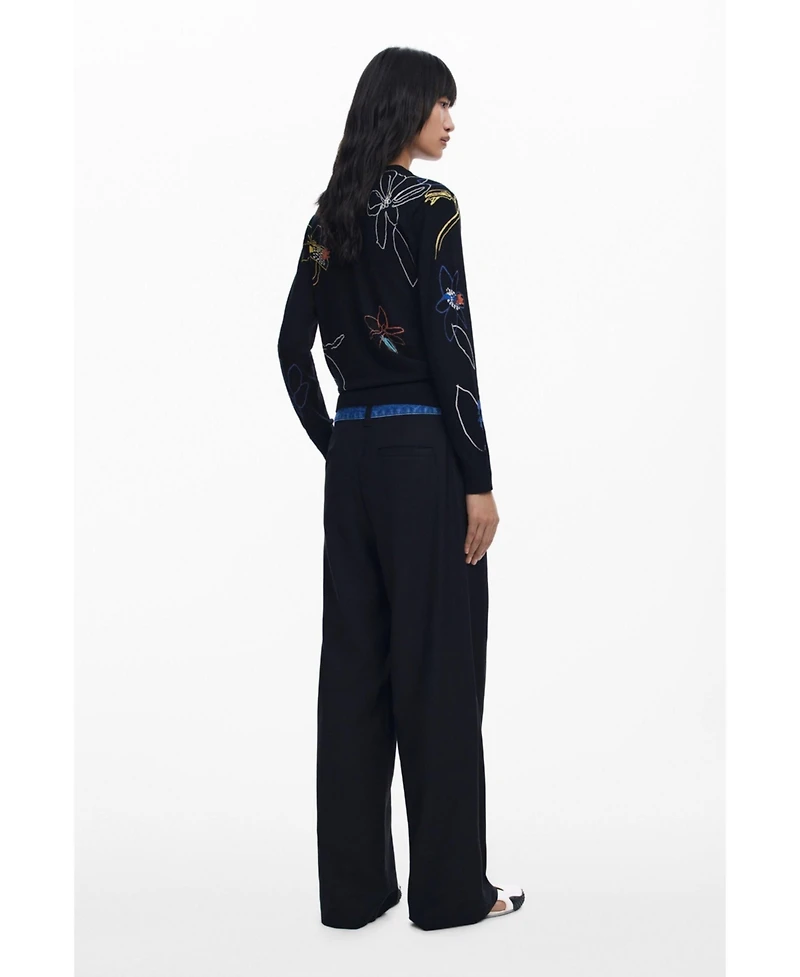 Desigual Women's Fine sweater with floral strokes