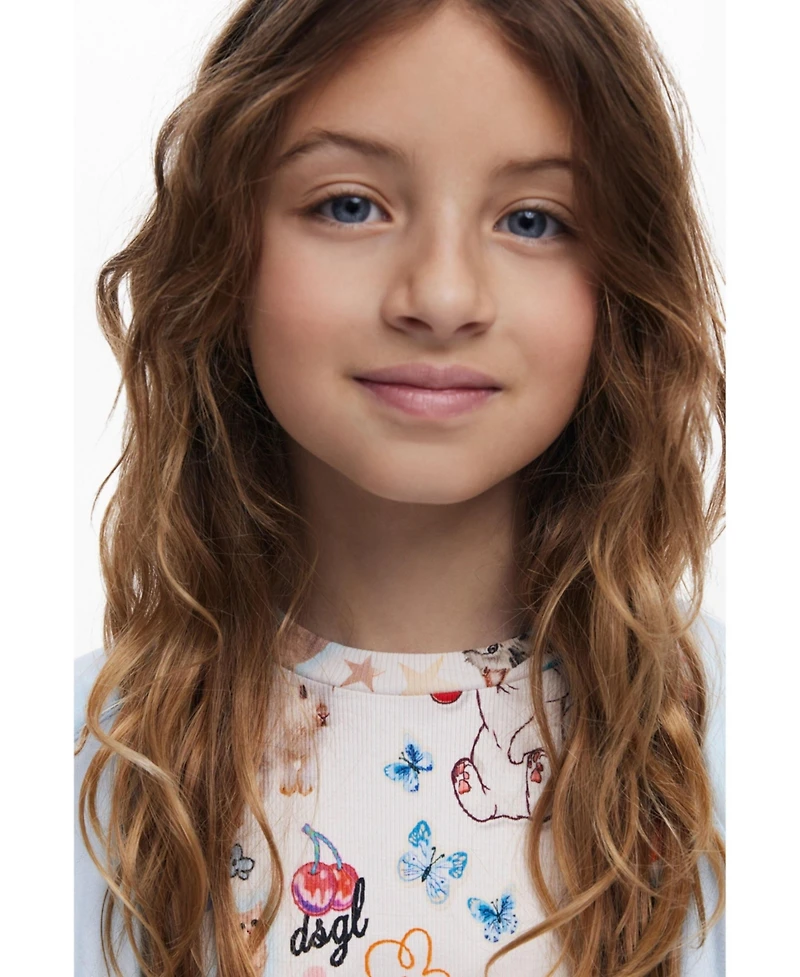 Desigual Girls's Short-sleeve cat T-shirt