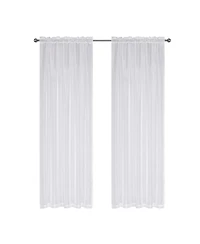 GoodGram 2 Piece White Basic Rod Pocket Sheer Voile Window Curtain Panels - 84 in. Long
