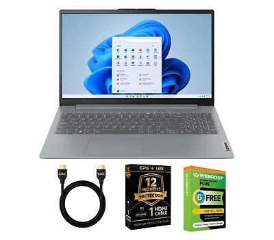Lenovo 15.6" IdeaPad Slim 3i Touchscreen Laptop Intel Core i5-1235U 8 Gb Ram 256 Gb Ssd Storage Bundle with 12 Month Cps Protection, Aux Hdmi Cab