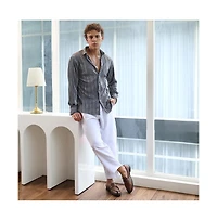 Campus Sutra Men's Icy Blue & Metallic Silver Pleat-Creased Shirt