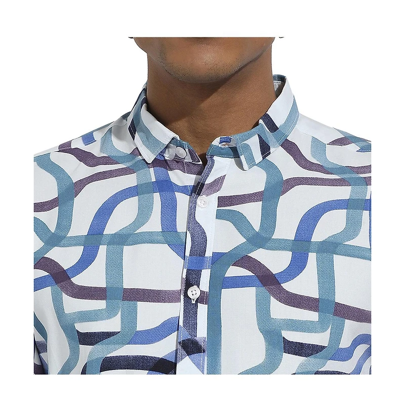 Campus Sutra Men's Abstract Print Button Up Shirt