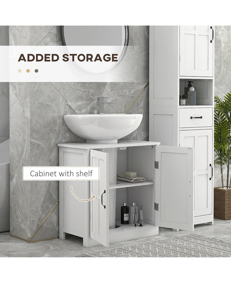 Kleankin Bathroom Sink Cabinet, Pedestal Sink Cabinet with Adjustable Shelf, White