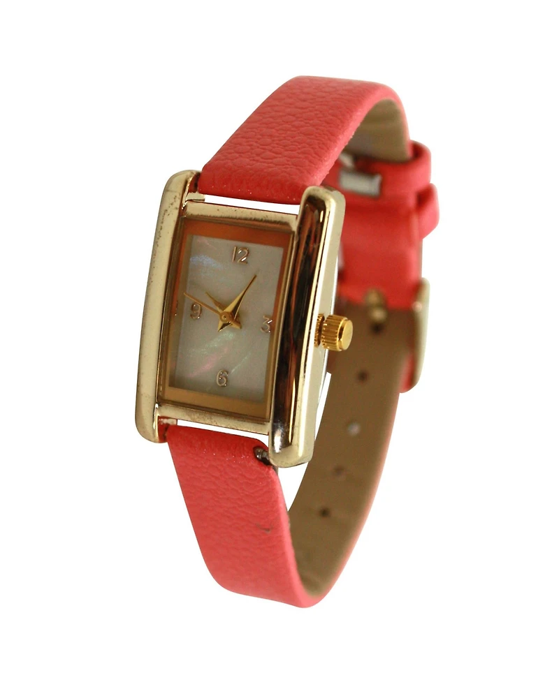 Olivia Pratt Thin Gold Square Face Solid Faux Leather Women Watch