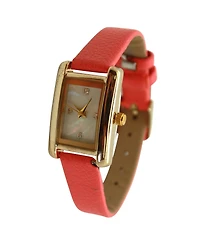 Olivia Pratt Thin Gold Square Face Solid Faux Leather Women Watch
