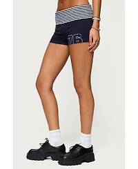 Edikted Women's 76 Stripey Fold Over Shorts