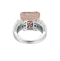 Suzy Levian Two-Tone Sterling Silver Cushion Cut Center Topaz Cocktail Paris Ring