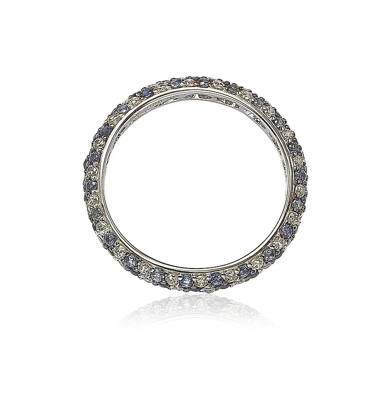 Suzy Levian Sterling Silver Sapphire & Created White Pave Eternity Band Ring