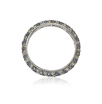 Suzy Levian Sterling Silver Sapphire & Created White Pave Eternity Band Ring