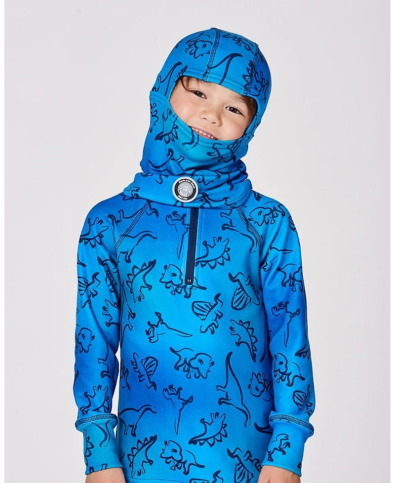 Deux par Boy Brushed Jersey Balaclava Blue Gradient Dinosaur Print - Toddler|Child