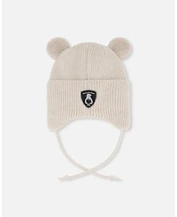 Deux par Baby Unisex Lined Winter Knit Hat with Ear Flaps Off-White - Baby|Toddler