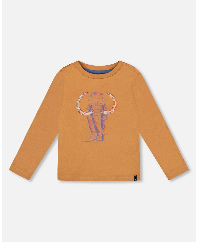 Deux par Baby Boy Cotton Long Sleeve T-Shirt Cashew Brown