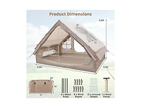 Akiudex 4-6 Person Inflatable Camping Tent with Porch and Carrying Bag - Beige