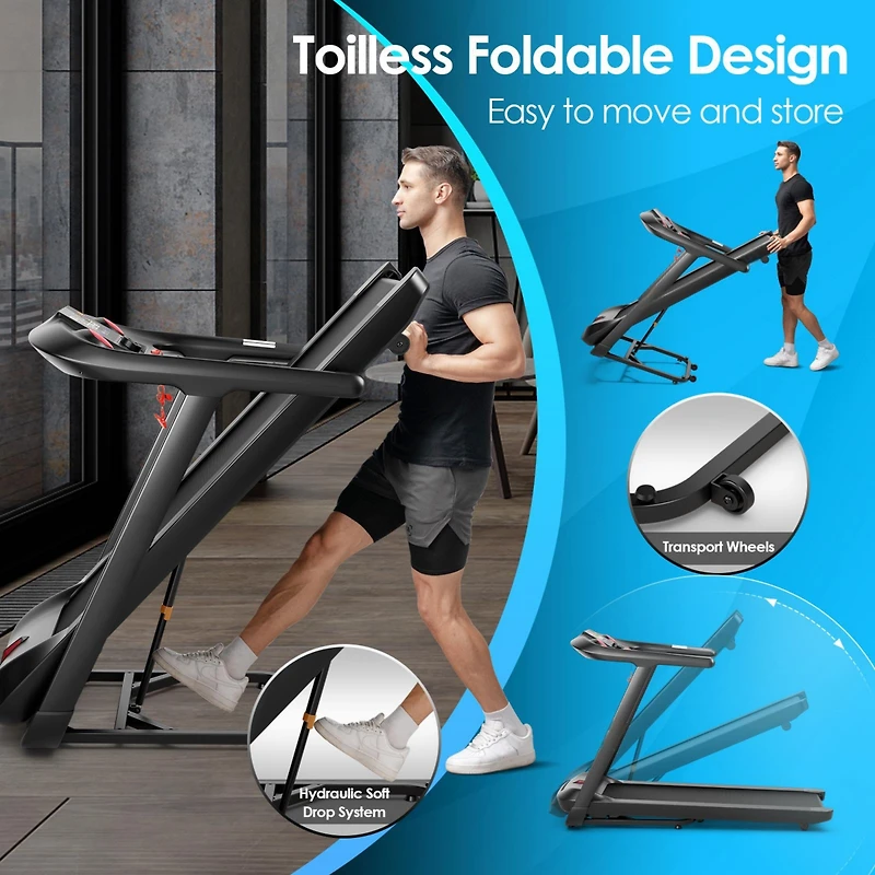 4.75HP Folding Treadmill with Preset Programs and Touch Screen Control