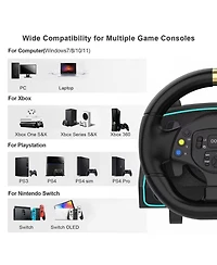 Nbcp Gaming Steering Wheel with Pedals – 1080° Rotation, Paddle Shifters, Manual Gearbox, Dual Vibration – Compatible with Xbox, PS4, Pc, Switch & Mor