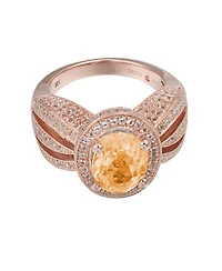 Suzy Levian New York Sterling Silver Oval Cut Center Topaz Cocktail Ring