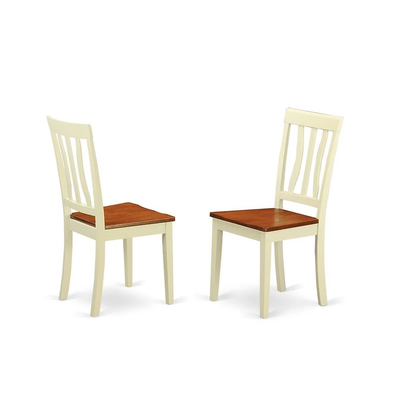 East West Furniture Dining set - 3 Pcs with 2 Wood Chairs Buttermilk