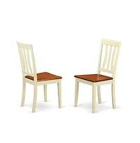 East West Furniture Dining set - 3 Pcs with 2 Wood Chairs Buttermilk